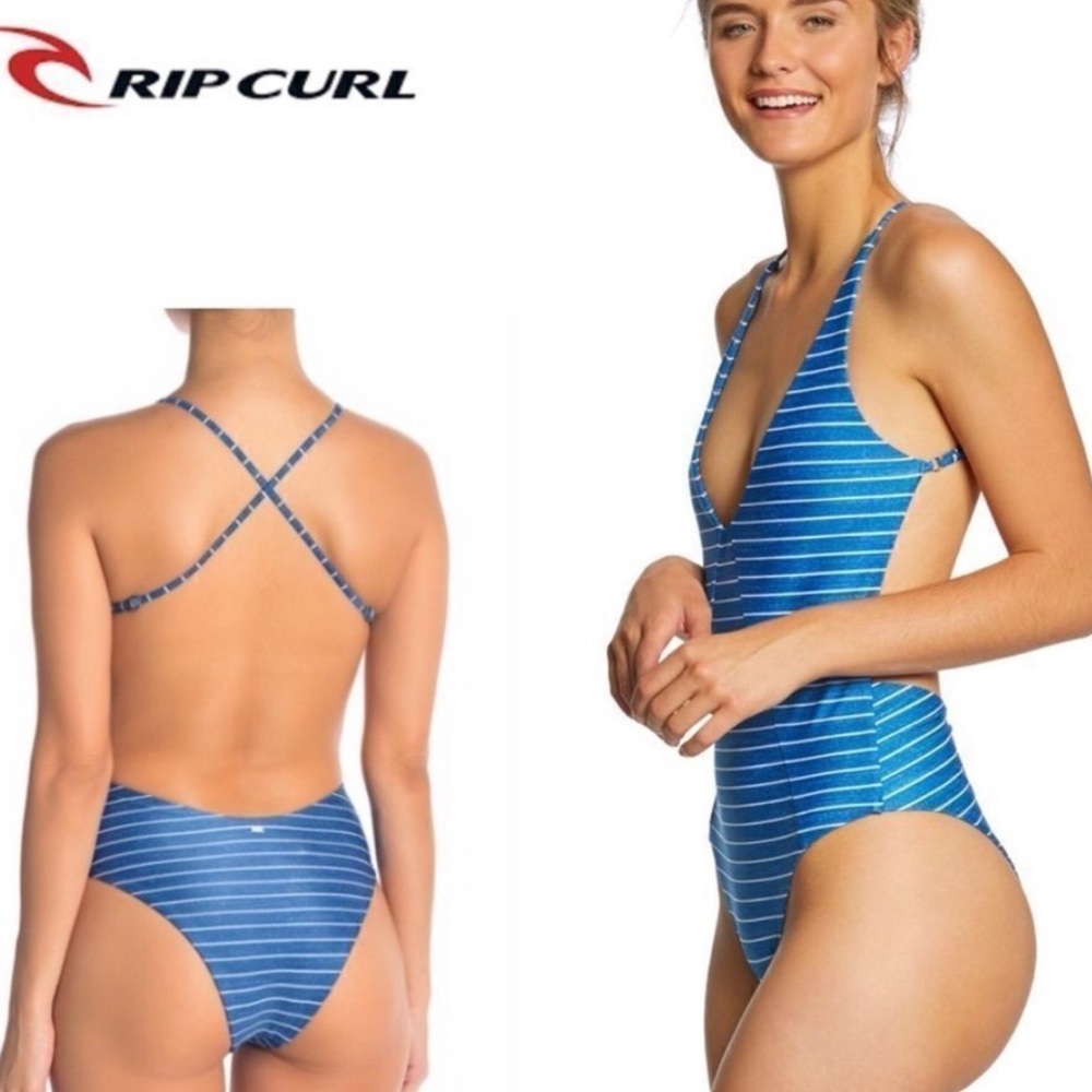❤️ Rip Curl One Piece Stripe Swimsuit Size Small